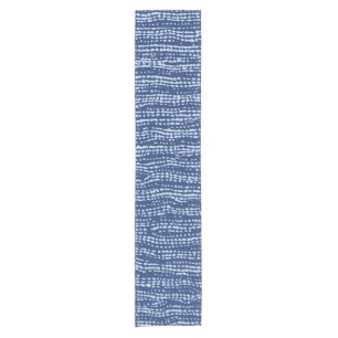 Chemin De Table Court Tissu de boue rayures en bleu indigo
