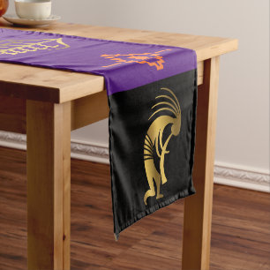 Chemin De Table Court Tissu de table Kokopelli noir violet sud-ouest
