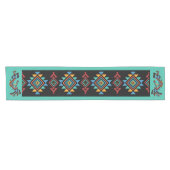 Chemin De Table Court Tissu de table Noir Turquoise Sud-Ouest Kokopelli (Horizontal)