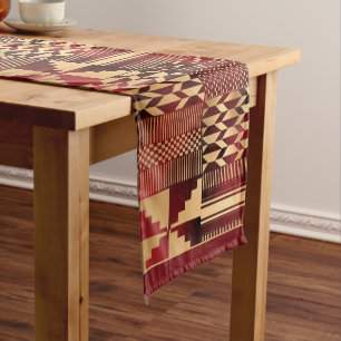 Chemin De Table Court Tissu Kente rouge et or inspiré