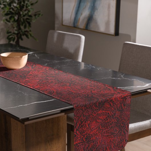 Chemin De Table Court Tissu rouge décoratif Fleur Design Nappe