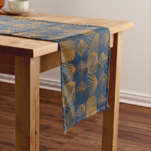 Chemin De Table Court Tissu Tribal des Caraïbes audacieux : bleu marine,