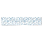 Chemin De Table Court Toile-de-jouy Chinoiseries Blue Floral Pattern (Horizontal)