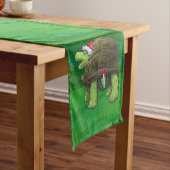 Chemin De Table Court Tortue à Santa Chapeau sur Vert (In Situ)