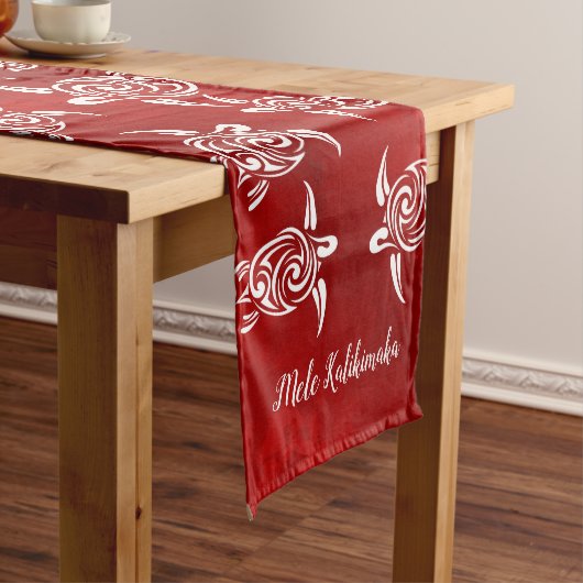 Chemin De Table Court Tortues blanches rouge | Mele Kalikimaka (In Situ)