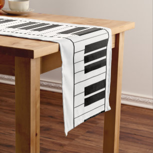 Chemin De Table Court Touches Piano Musique Noir Et Blanc Thème