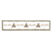 Chemin De Table Court Tradition classique arbre de Noël vert et or (Horizontal)