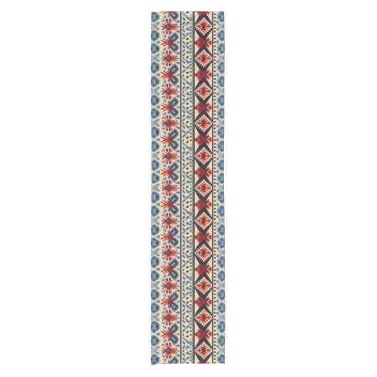 Chemin De Table Court Traditional Folk Embroidery Stripe Pattern (Devant)
