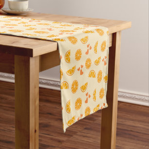 Chemin De Table Court Tranches et coeurs orange