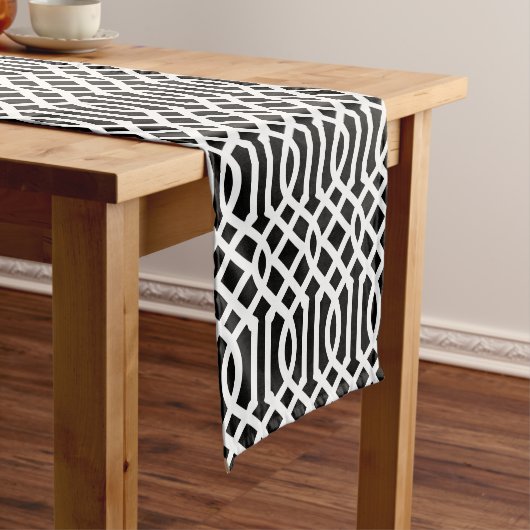 Chemin De Table Court Trellis noir et blanc (In Situ)