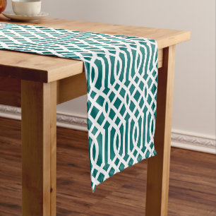 Chemin De Table Court Trellis Turquoise foncé