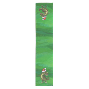 Chemin De Table Court TRex à Santa Hat sur Green