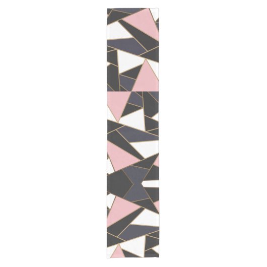 Chemin De Table Court Triangles Abstraits Rose Noir Blanc (Devant)