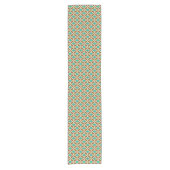 Chemin De Table Court Tribal Ikat Motif, Beige, Taupe et Turquoise (Devant)