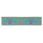 Chemin De Table Court Trippy Chartreuse et Blue Retro Liquid Swirl (Horizontal)