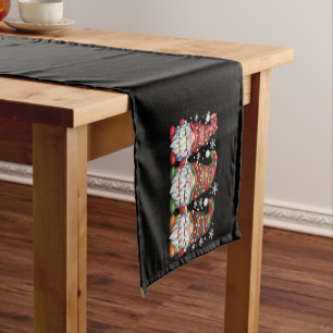 Chemin De Table Court Trois Gnomes Carreaux Buffalo Rouge Noël