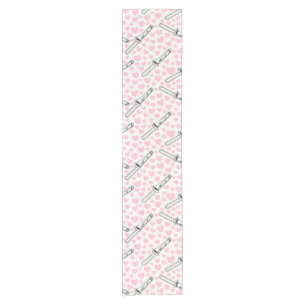 Chemin De Table Court Trombone Avec Coeurs Roses, Mariage De Musicien De