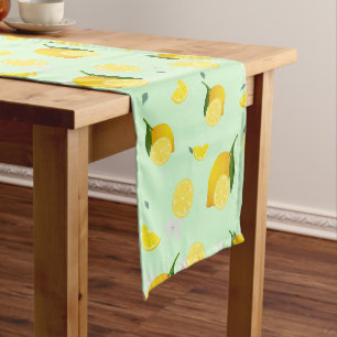 Chemin De Table Court Tropical coloré Citrus SUMMER Orange lemon Slice
