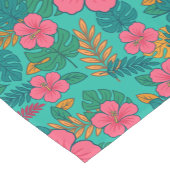 Chemin De Table Court Tropical Hibiscus and Palm Leaf Pattern  (Coin)