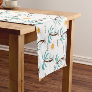 Chemin De Table Court Tropical Palm Tree Sunshine Turquoise Turquoise