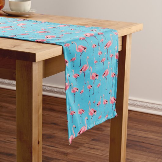 Chemin De Table Court Tropical Summer Pink Flamingo Pattern Party (In Situ)