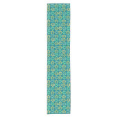 Chemin De Table Court Tropical Teal Hibiscus Flower Pattern (Devant)