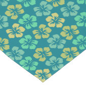 Chemin De Table Court Tropical Teal Hibiscus Flower Pattern (Coin)
