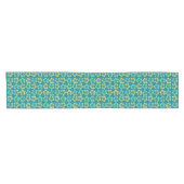 Chemin De Table Court Tropical Teal Hibiscus Flower Pattern (Horizontal)
