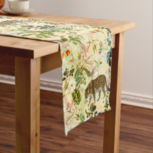 Chemin De Table Court Tropique de la jungle Vintage de Tigre à fleurs