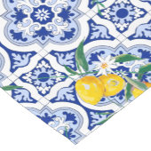 Chemin De Table Court Tuiles portugaises, citrons, fruits, art d'été (Coin)