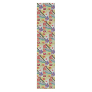 Chemin De Table Court Tulipes Abstraites et fleurs de printemps