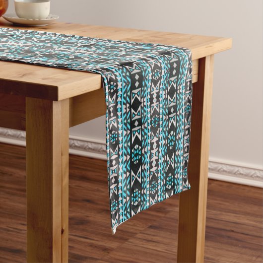 Chemin De Table Court Turquoise, Black & White Tribal Mug (In Situ)