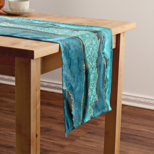 Chemin De Table Court Turquoise Blue Gold Parties scintillant Turquoise  (In Situ)