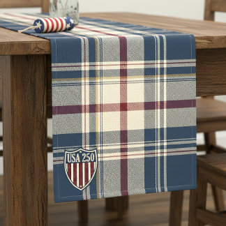 Chemin De Table Court UA 250 American Plaid Shield Motif ID1301