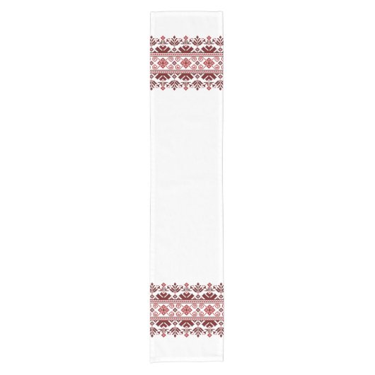 Chemin De Table Court Ukrainian traditional vushuvanka folk pattern red (Devant)