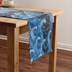 Chemin De Table Court Vague féminine de Hokusai Océan Vintage