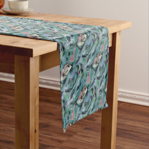 Chemin De Table Court Vagues En Harmonie Acrylique Pour L'Art Abstrait