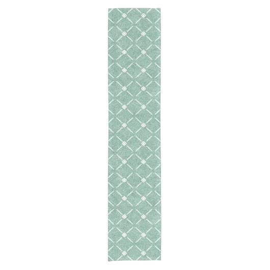 Chemin De Table Court Velvety Lattice Pattern in Mint Green (Devant)