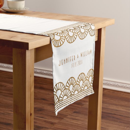 Chemin De Table Court Ventilateur Gold Art Déco Gatsby Mariage Table Run (In Situ)