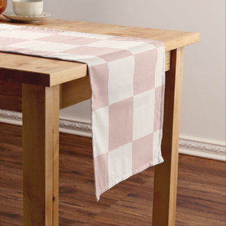 Chemin De Table Court Vérifier Pale Beige À damiers Motif Checkboard