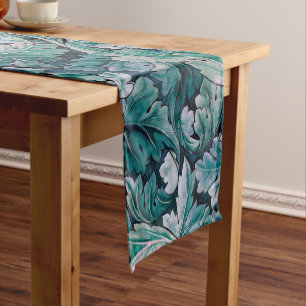 Chemin De Table Court Vert et Turquoise Feuilles Morris