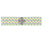 Chemin De Table Court Vert jaune pourpre Mardi Gras fleur de lis (Horizontal)