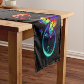 Chemin De Table Court Vibrant infinity with rainbow butterfly on black (In Situ)