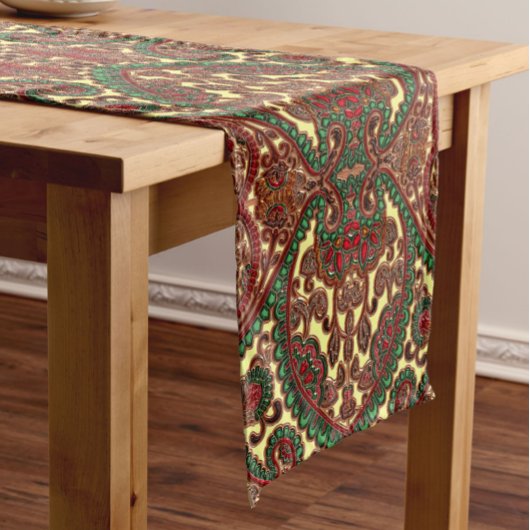 Chemin De Table Court Victorian paisley pattern elegant red green gold