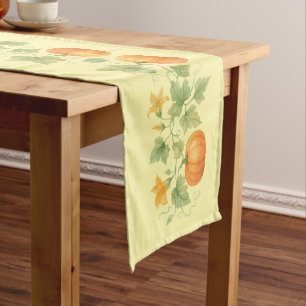 Chemin De Table Court Vin citrouille Avec Fleurs
