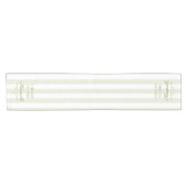 Chemin De Table Court Vive Retro Vert Rayures Blanches Écriture Mariage (Horizontal)