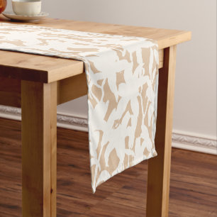 Chemin De Table Court Voile de lys chaud neutre