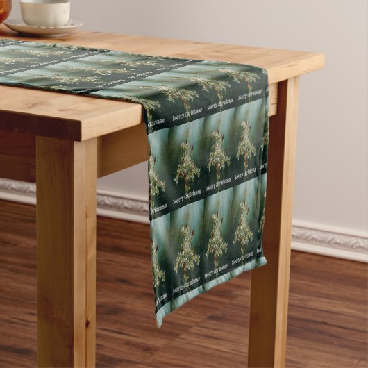 Chemin De Table Court Voile d'or & Songbirds Noël Salutation (In Situ)