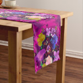 Chemin De Table Court Volant rose Abstrait rose vibrant (In Situ)