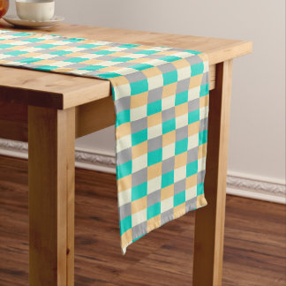 Chemin De Table Court Wild Pastel with Teal à Color Block